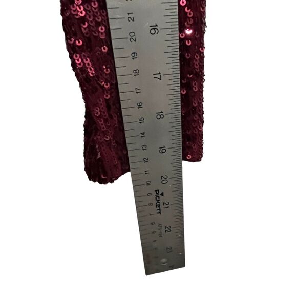 Eliza J Sequined Gown Dress Cranberry Red Christmas Women Size 8 Long Sleeve - Picture 10 of 14